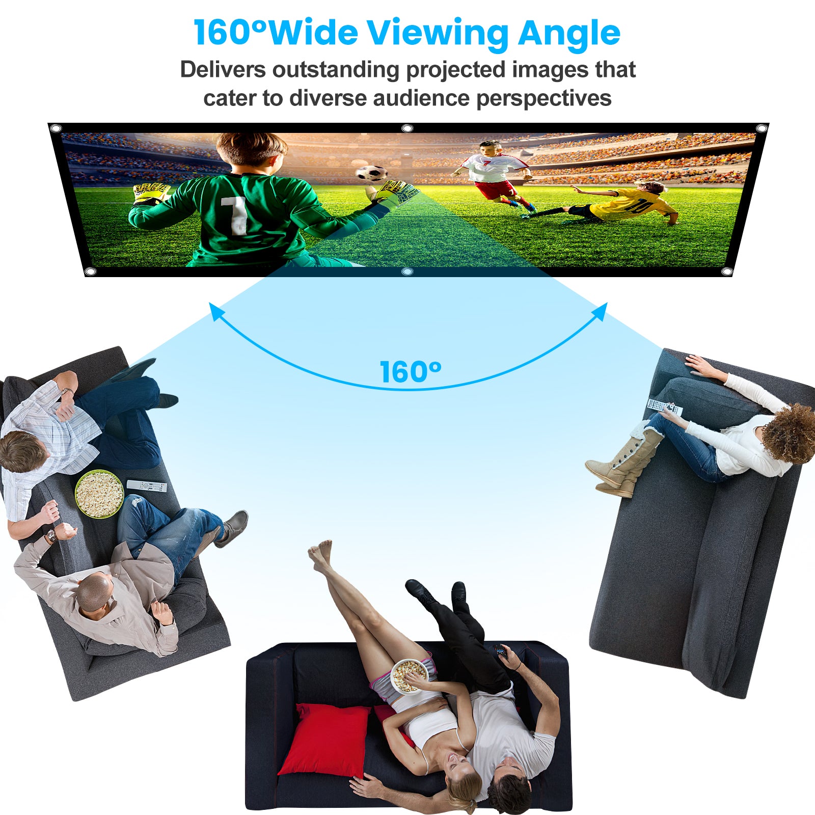 100" Projector Screen,Outdoor Projector Screen 16:9 4K HD Wrinkle-Free Lightweight Movie Screen