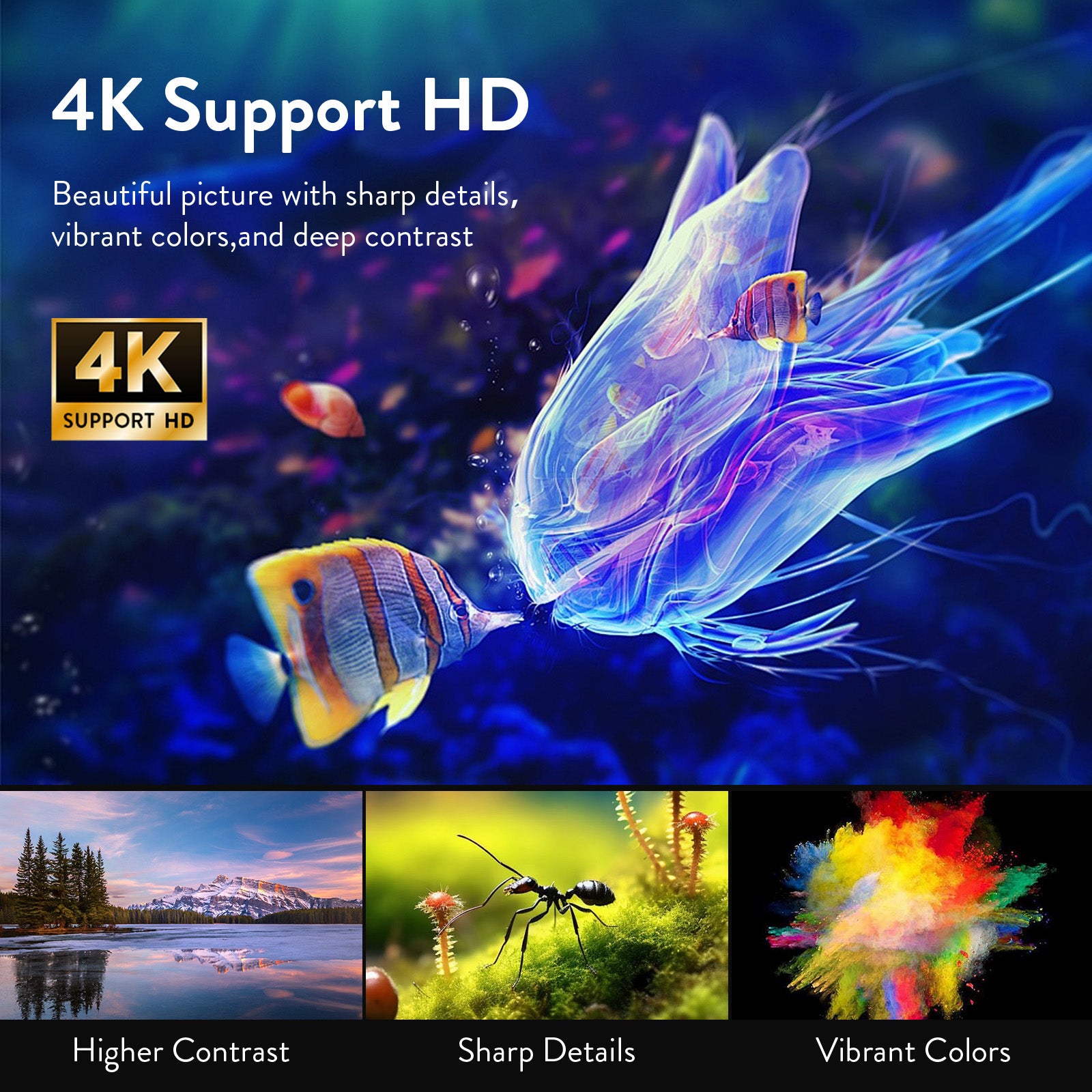 Auto Keystone Projector 4K Support,15000 Lumens Portable WIFI Projector 1080P with 5G